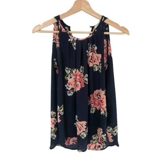 Saint Tropez West Navy Blue Floral Print Tank Top Blouse Women's Small - Picture 1 of 4